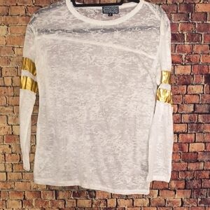 Lucca Couture White Top with Gold Accents